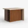 Modern 130 cm Wood Kitchen Island with Storage, Walnut