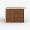 Modern 130 cm Wood Kitchen Island with Storage, Walnut