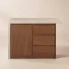 Modern 130 cm Wood Kitchen Island with Storage, Walnut
