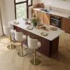 Modern 183 cm Matte Sintered Stone Kitchen Island with Storage, Walnut – AUD-H1917