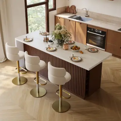 Picture of Modern 183 cm Matte Sintered Stone Kitchen Island with Storage, Walnut – AUD-H1917