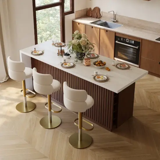 Modern 183 cm Matte Sintered Stone Kitchen Island with Storage, Walnut – AUD-H1917