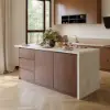 Modern 183 cm Matte Sintered Stone Kitchen Island with Storage, Walnut – AUD-H1917