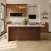 Modern 183 cm Matte Sintered Stone Kitchen Island with Storage, Walnut – AUD-H1917