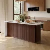 Modern 183 cm Matte Sintered Stone Kitchen Island with Storage, Walnut – AUD-H1917