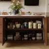 Modern 183 cm Matte Sintered Stone Kitchen Island with Storage, Walnut – AUD-H1917
