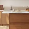 Modern 183 cm Matte Sintered Stone Kitchen Island with Storage, Walnut – AUD-H1917