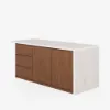 Modern 183 cm Matte Sintered Stone Kitchen Island with Storage, Walnut – AUD-H1917
