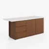 Modern 183 cm Matte Sintered Stone Kitchen Island with Storage, Walnut – AUD-H1917
