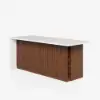 Modern 183 cm Matte Sintered Stone Kitchen Island with Storage, Walnut – AUD-H1917