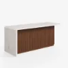 Modern 183 cm Matte Sintered Stone Kitchen Island with Storage, Walnut – AUD-H1917