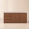 Modern 183 cm Matte Sintered Stone Kitchen Island with Storage, Walnut – AUD-H1917