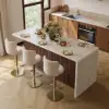 Modern 183 cm Matte Sintered Stone Kitchen Island with Storage, Walnut – AUD-H1918