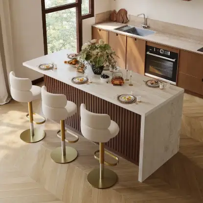 Picture of Modern 183 cm Matte Sintered Stone Kitchen Island with Storage, Walnut – AUD-H1918