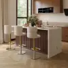 Modern 183 cm Matte Sintered Stone Kitchen Island with Storage, Walnut – AUD-H1918