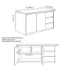 Modern 183 cm Matte Sintered Stone Kitchen Island with Storage, Walnut – AUD-H1918
