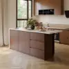 Modern 183 cm Matte Sintered Stone Kitchen Island with Storage, Walnut – AUD-H1918