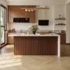 Modern 183 cm Matte Sintered Stone Kitchen Island with Storage, Walnut – AUD-H1918