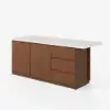Modern 183 cm Matte Sintered Stone Kitchen Island with Storage, Walnut – AUD-H1918