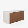 Modern 183 cm Matte Sintered Stone Kitchen Island with Storage, Walnut – AUD-H1918
