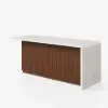 Modern 183 cm Matte Sintered Stone Kitchen Island with Storage, Walnut – AUD-H1918