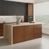 Modern 183 cm Wood Kitchen Island with Storage, Walnut