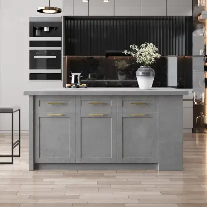 1830mm Large Grey Kitchen Island with Storage Modern Kitchen Cabinet