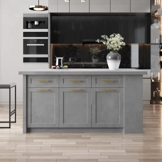 1830mm Large Grey Kitchen Island with Storage Modern Kitchen Cabinet