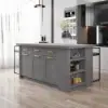 1830mm Large Grey Kitchen Island with Storage Modern Kitchen Cabinet