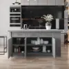 1830mm Large Grey Kitchen Island with Storage Modern Kitchen Cabinet