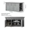 1830mm Large Grey Kitchen Island with Storage Modern Kitchen Cabinet