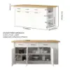 Picture of Modern 183 cm Wood Kitchen Island with Drawers & Cabinets, Natural & White