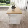 Picture of Modern 183 cm Wood Kitchen Island with Drawers & Cabinets, Natural & White
