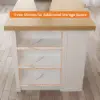 Picture of Modern 183 cm Wood Kitchen Island with Drawers & Cabinets, Natural & White