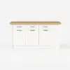 Picture of Modern 183 cm Wood Kitchen Island with Drawers & Cabinets, Natural & White