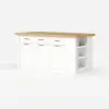 Picture of Modern 183 cm Wood Kitchen Island with Drawers & Cabinets, Natural & White