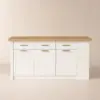 Picture of Modern 183 cm Wood Kitchen Island with Drawers & Cabinets, Natural & White