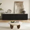 Aura 213 cm Ash Wood Fluted Black TV Unit with Sintered Stone Top