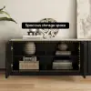 Aura 213 cm Ash Wood Fluted Black TV Unit with Sintered Stone Top