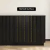 Aura 213 cm Ash Wood Fluted Black TV Unit with Sintered Stone Top