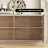 Aura 210 cm Ash Wood Fluted Walnut TV Unit with Sintered Stone Top – Slatted Whitewash Stand