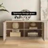 Aura 210 cm Ash Wood Fluted Walnut TV Unit with Sintered Stone Top – Slatted Whitewash Stand