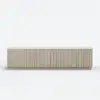 Aura 210 cm Ash Wood Fluted Walnut TV Unit with Sintered Stone Top – Slatted Whitewash Stand