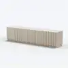 Aura 210 cm Ash Wood Fluted Walnut TV Unit with Sintered Stone Top – Slatted Whitewash Stand