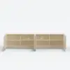 Aura 210 cm Ash Wood Fluted Walnut TV Unit with Sintered Stone Top – Slatted Whitewash Stand