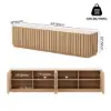 Aura 210 cm Ash Wood Fluted Walnut TV Unit with Sintered Stone Top – Slatted Natural Stand