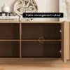 Aura 210 cm Ash Wood Fluted Walnut TV Unit with Sintered Stone Top – Slatted Natural Stand