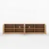 Aura 210 cm Ash Wood Fluted Walnut TV Unit with Sintered Stone Top – Slatted Natural Stand