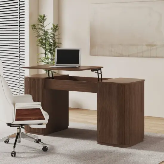 Modern Walnut Standing Computer Desk & Upholstered Swivel Task Chair Set (1500mm ) – AUD-H1927