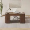 Modern Walnut Standing Computer Desk & Upholstered Swivel Task Chair Set (1500mm ) – AUD-H1927